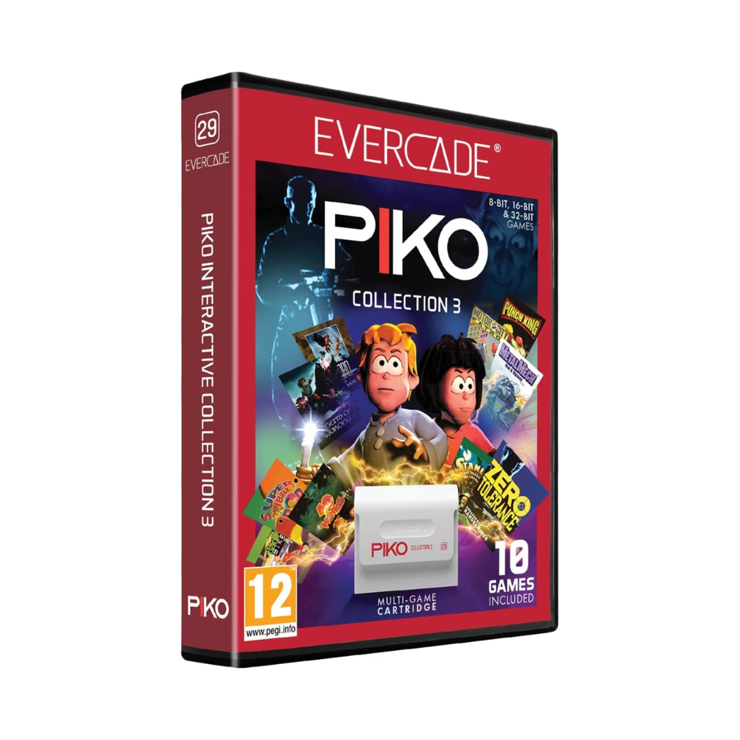 Cartucho com Jogos Piko Interactive Collection 3 Blaze Evercade #29 Caixa do jogo PIKO Collection 3 para Evercade com cartucho multi-jogo branco exibido