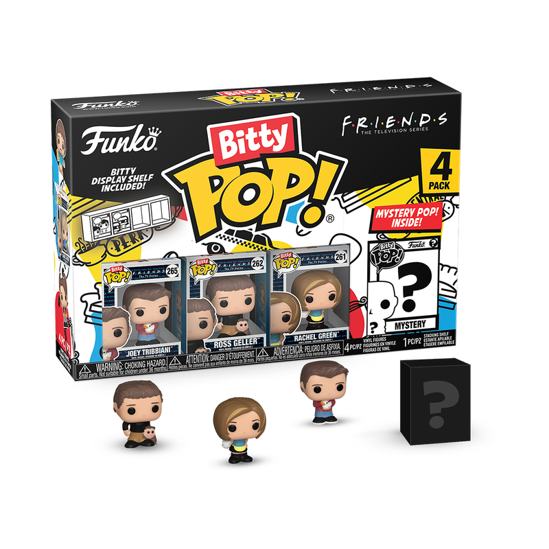 Bitty POP! Television Friends 4 Pack Series 2 (Joey Tribbiani) Conjunto Funko Bitty Pop! Friends com 4 figuras de vinil pequenas e caixa preta misteriosa