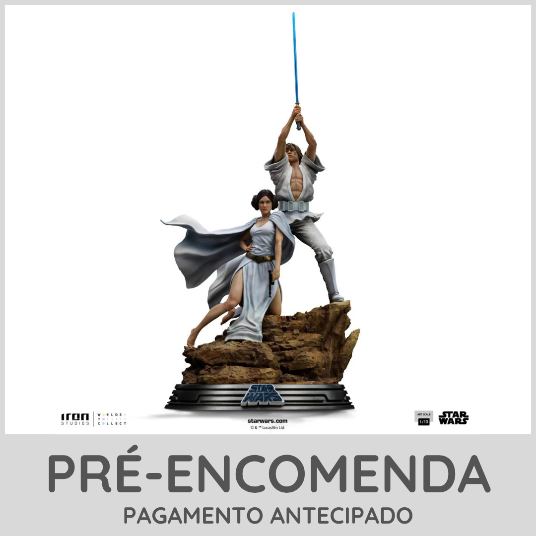 Figura Star Wars - Luke and Leia - Art Scale 1/10 - Iron Studios Estatueta de Luke Skywalker e Leia Organa em base rochosa com tema Star Wars