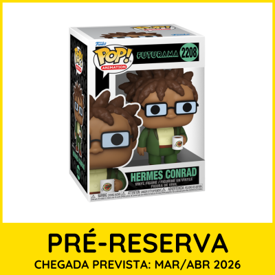Figura Funko Pop! Hermes Conrad Futurama em embalagem de plástico e cartão.