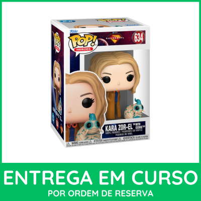 Figura Funko Pop! de Kara Zor-El com Cedric na embalagem