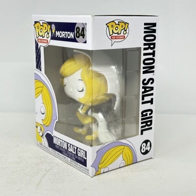 Figura POP! AD ICONS Morton Salt Girl em caixa branca com detalhes em amarelo e azul