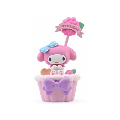 Figura decorativa My Melody estilo cupcake rosa com laço lilás