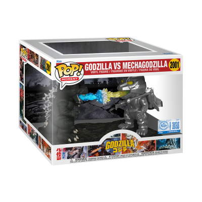 Funko Pop Godzilla vs Mechagodzilla 2001 com figuras de vinil numa caixa de coleção