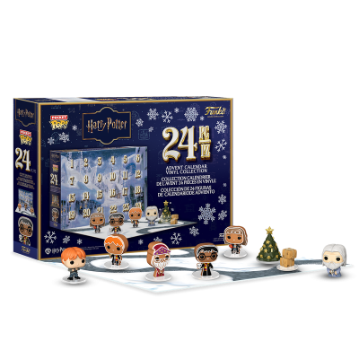 Caixa de calendário de advento Harry Potter Funko Pocket Pop com 24 peças e miniaturas em frente