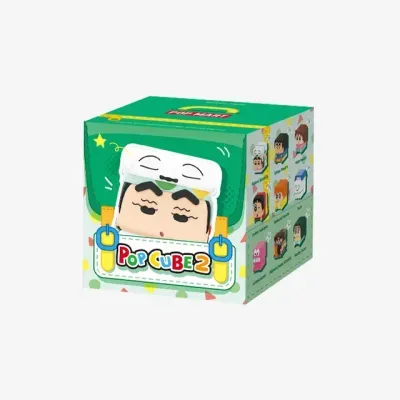 Caixa de brinquedo Pop Cube 2 com personagem cuboide e várias ilustrações