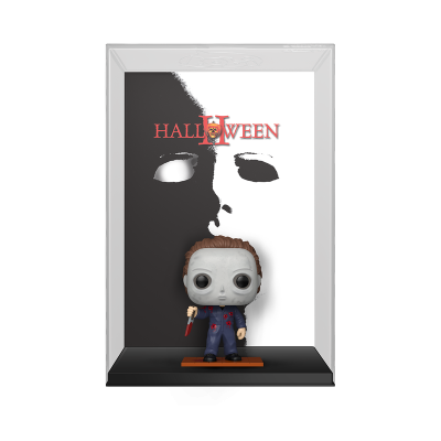 Figura Funko Pop de Michael Myers Halloween II em caixa com fundo preto e branco.