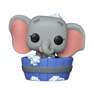 Figura de elefante cinzento com balde azul e espuma