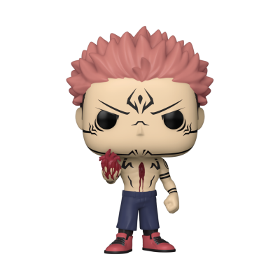 Figura Funko Pop de personagem com cabelo rosa e tatuagens pretas