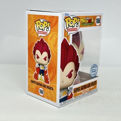 Figura de vinil Super Saiyan God Vegeta da Funko Pop! Animation na caixa