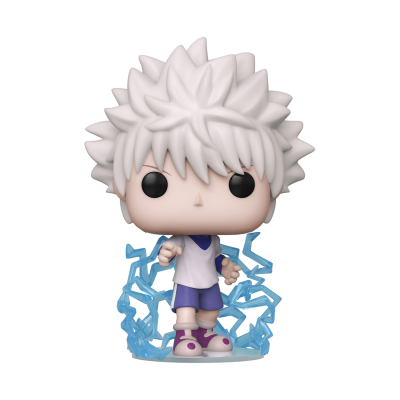 Figura Funko Pop com cabelo branco e efeito azul elétrico