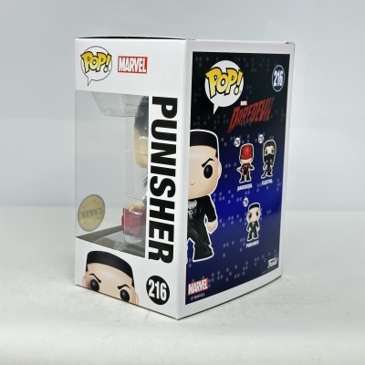 Funko Pop Marvel Punisher 216 em caixa com janela transparente