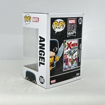 Caixa Funko Pop Marvel Angel número 506 com arte da capa do X-Men