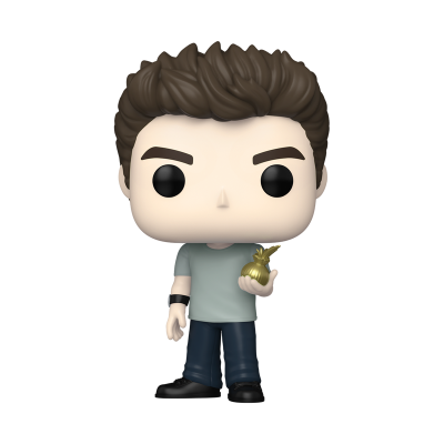 Boneco Funko Pop masculino com cabelo castanho e roupa azul