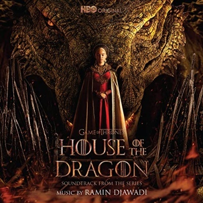 Capa do álbum da banda sonora da série House of the Dragon com personagem e dragão