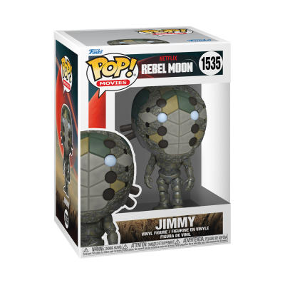 Figura Funko Pop vinyl Netflix Rebel Moon número 1535, personagem Jimmy na embalagem