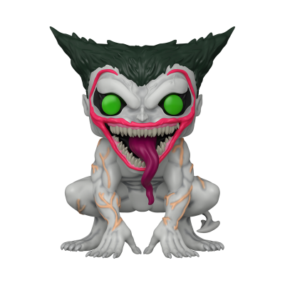 Figura colecionável Funko Pop de monstro agachado com olhos verdes e língua para fora