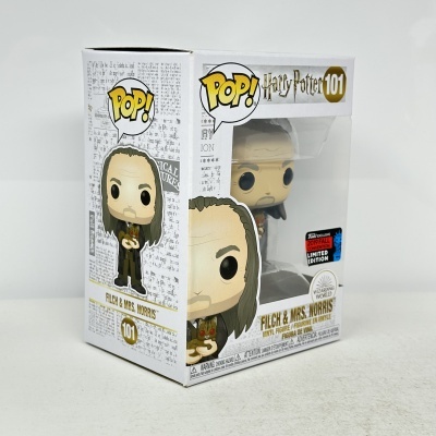 Figura Funko Pop! Harry Potter Filch & Mrs. Norris em embalagem