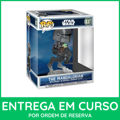 Funko Pop! The Mandalorian com Grogu em caixa