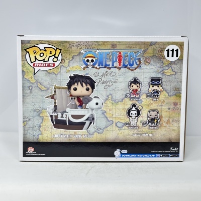 Embalagem Funko Pop! Rides figura Luffy com navio Going Merry da série One Piece