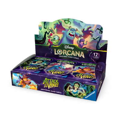 Expositor com pacotes de cartas Disney Lorcana Attack of the Vine