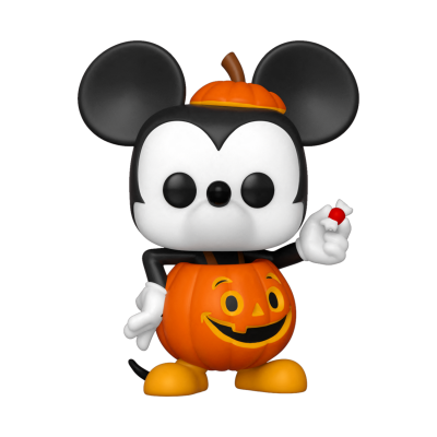 Boneco colecionável tipo Funko Pop de Mickey Mouse com traje de abóbora de Halloween