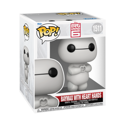 Figura Funko Pop Baymax com mãos em coração em caixa