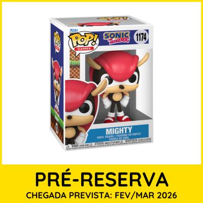 Figura Funko POP em vinil do personagem Mighty de Sonic The Hedgehog na caixa