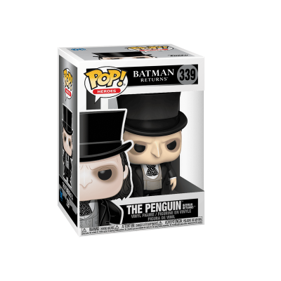 Figura Funko Pop do personagem The Penguin do filme Batman Returns na caixa