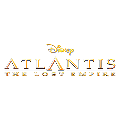 Logotipo do filme Disney Atlantis The Lost Empire em letras douradas e fundo branco