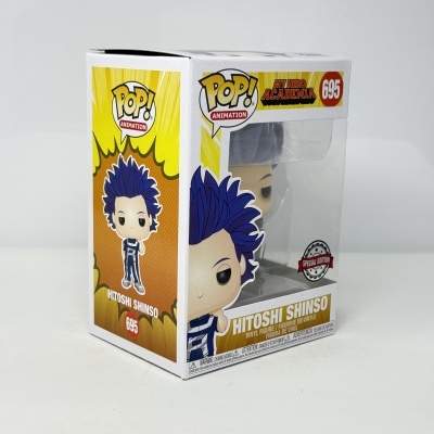 Funko Pop! Hitoshi Shinso My Hero Academia na caixa com cores branca, amarela e azul