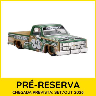 Miniatura carrinha Chevrolet verde e bege com número 33 e para-brisas CHEVROLET