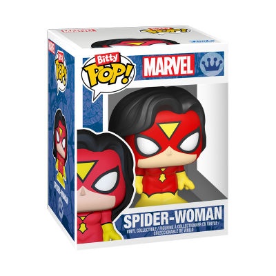 Figura colecionável Spider-Woman Bitty Pop! Marvel em caixa