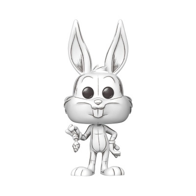 Figura Funko Pop do coelho Pernalonga cinzento e branco a segurar uma cenoura