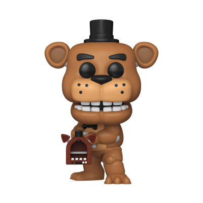 Figura Funko Pop de urso animatrônico castanho com chapéu preto e máscara