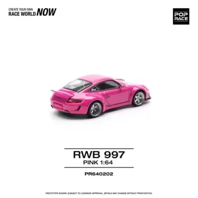 Miniatura de carro desportivo rosa escala 1:64 RWB 997