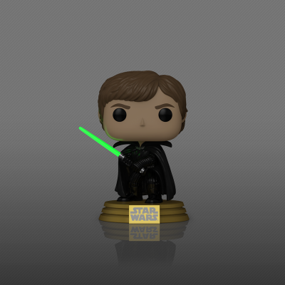 Figura Funko Pop Star Wars com sabre de luz verde e base dourada