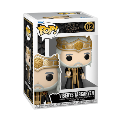 Figura Funko Pop! de Viserys Targaryen da série House of Dragon na caixa