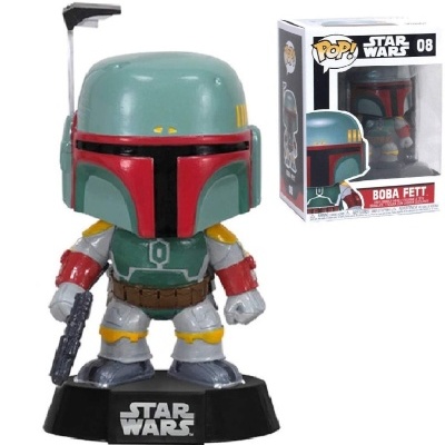 Figura Funko Pop Star Wars Boba Fett nº 08 com capacete verde e vermelho