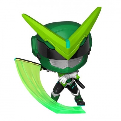 Boneco colecionável com capacete verde e lâmina verde