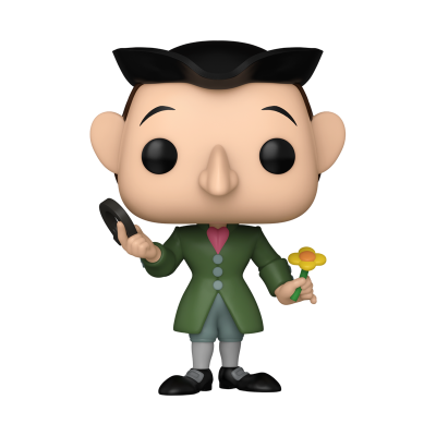 Figura Funko Pop de personagem masculino vintage com casaco verde e flor amarela