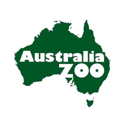 Mapa verde da Austrália com texto branco Australia ZOO