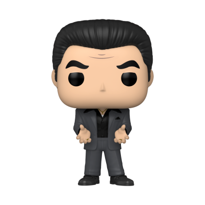 Figura Funko Pop de homem em fato cinzento e camisa preta com cabelo preto penteado para trás