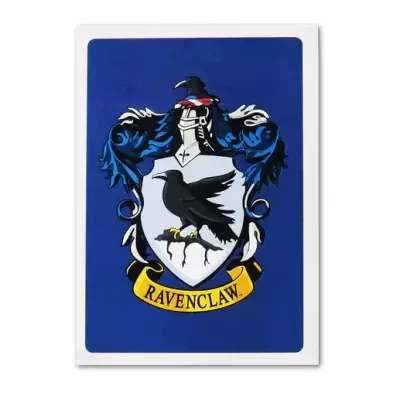 Bloco de notas com brasão Ravenclaw azul e corvo preto