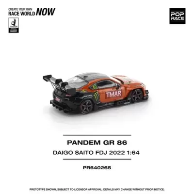 Miniatura de carro de corrida PANDEM GR 86 preto e laranja escala 1:64