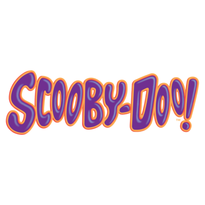 Logótipo púrpura com contorno laranja da marca SCOOBY-DOO!