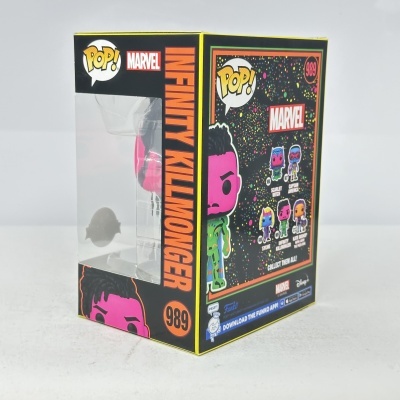 Caixa Funko Pop! Infinity Killmonger número 989 em plástico e cartão