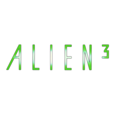 Texto ALIEN em verde claro com número 3 em expoente num fundo branco
