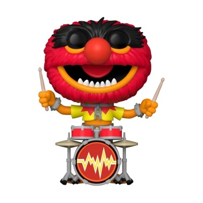 Figura Funko Pop Animal personagem Sesame Street com bateria e baquetas