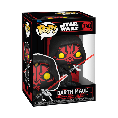 Figura Funko Pop! Darth Maul Star Wars com caixa preta e vermelha, número 740